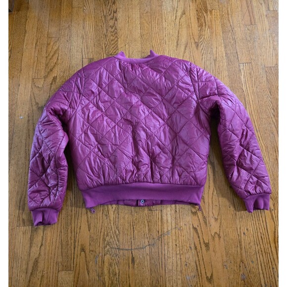 Offline By Aerie Magenta Sherpa Lined Button Up Puffer Coat Size Large - Picture 4 of 10